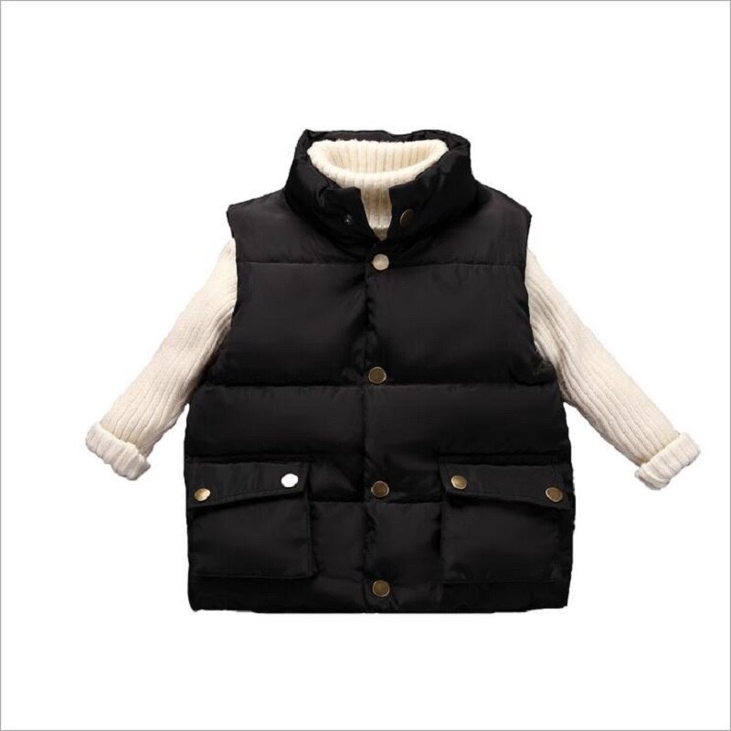 Gilets d'automne à col montant unisexe pour enfants, vêtements d'extérieur en coton , 4-11 ans, pour garçons et filles