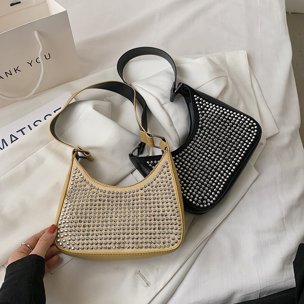 Damen-schultertaschen aus pu-leder mit nieten, lässige, vielseitig kombinierbare achseltaschen, kleine hobo-handtaschen, mini-geldbörsen