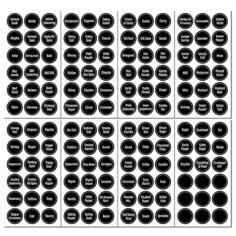 8 Sheets/Set 144 Stickers Kitchen Spice Label For Food Bottle Chalkboard Stickers Storage Container Room Label P8R7