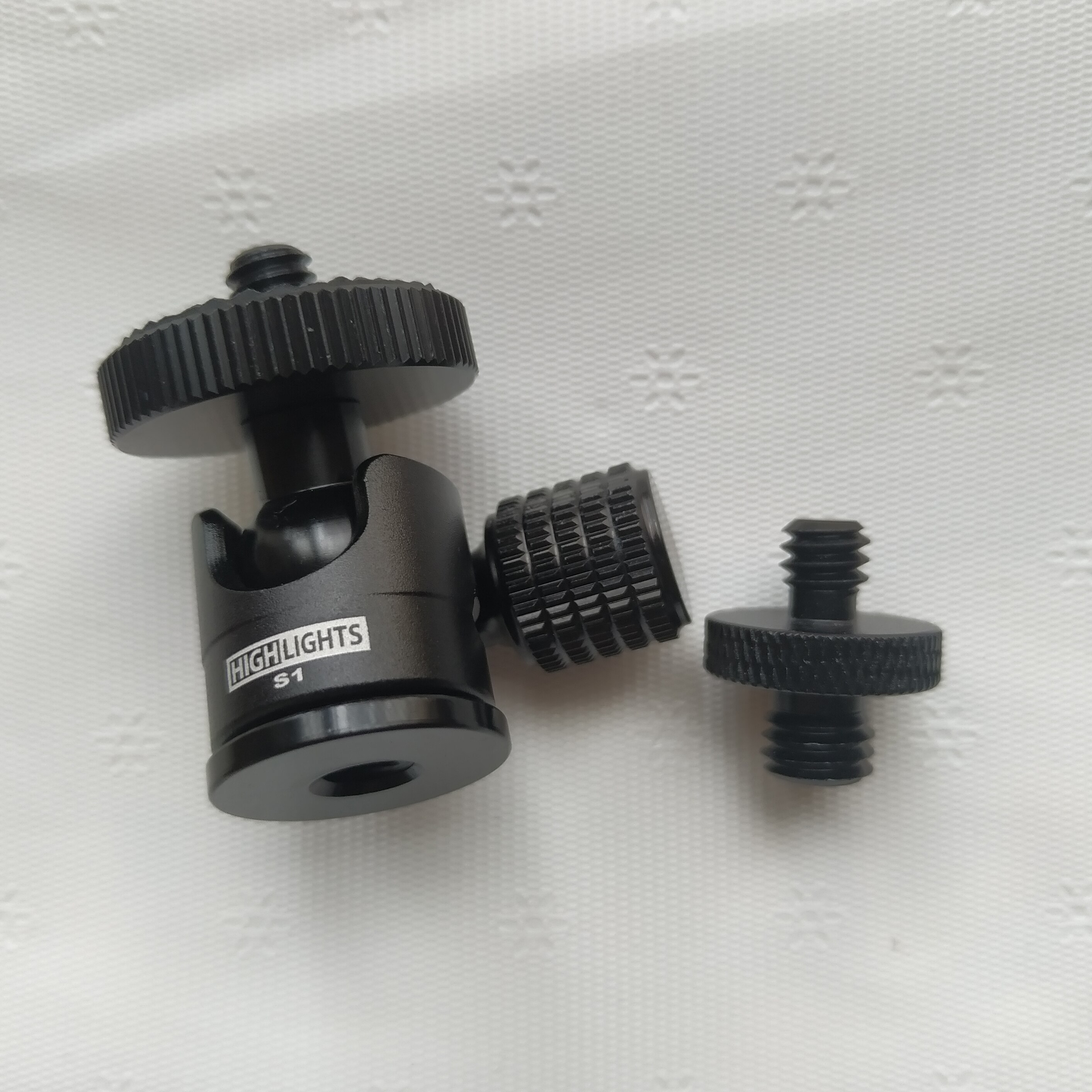 Rótula de bola de trípode hembra de 1 \ 4 cabeza de bola de cámara de bolsillo, mini luz, palo selfie para teléfono de aluminio de aviación, adaptador de tornillo M8