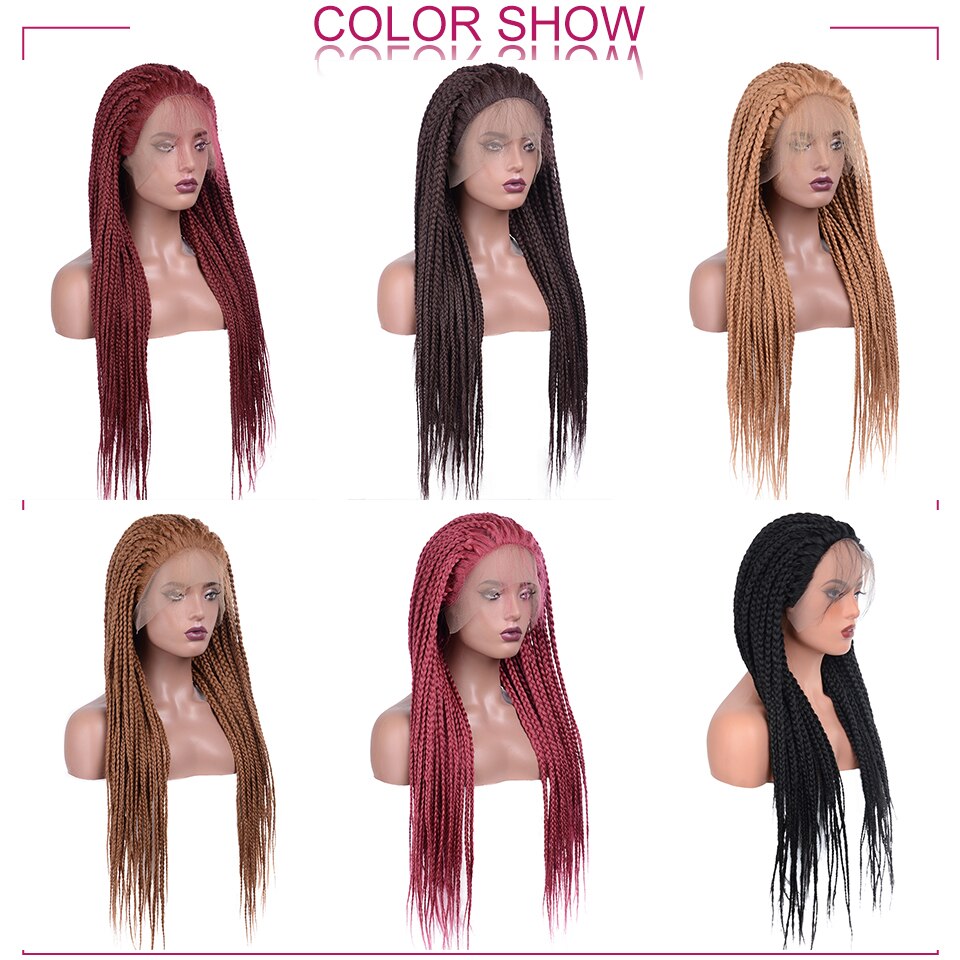 Lace Frontal Cornrow Wig Synthetic Wigs Lace Front Braided Wigs Hand Braided Box Braid Lace Wigs With Baby Hair For Women