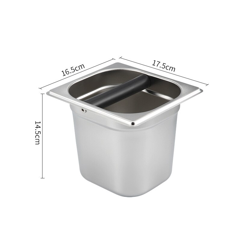 Caja de café de acero inoxidable, cubo de basura Espresso, contenedor de basura para máquina de café, portafiltro, herramientas Barista: Large