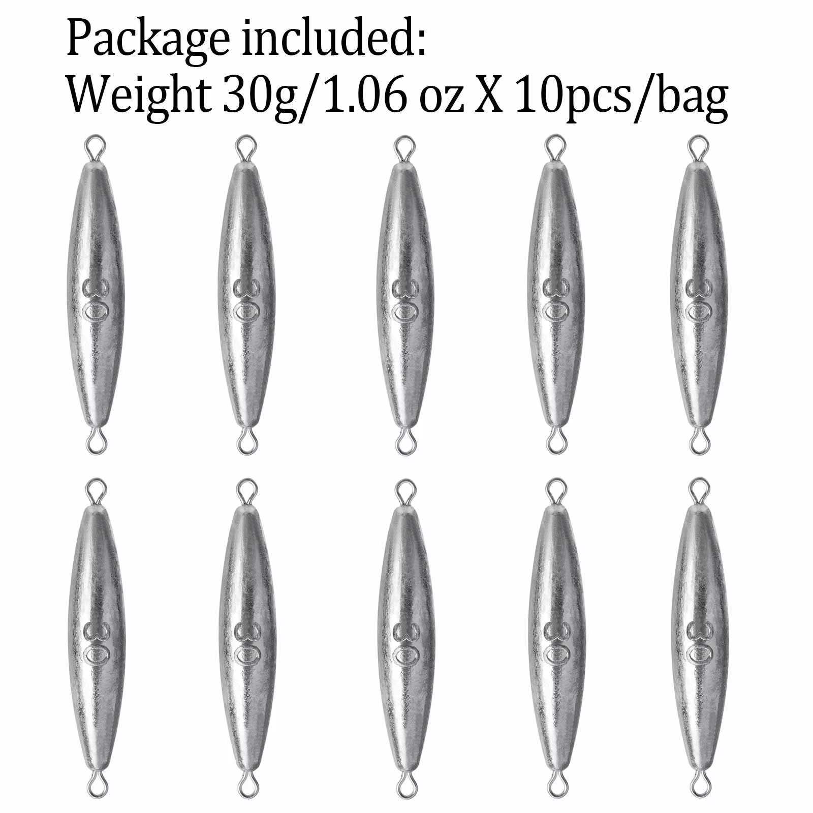 THKFISH 10pcs Fishing Weights Sinkers 30g 40g 50g 60g 70g 80g Shot Lead Sinker Bass Fishing Tackle Accessories: WHITE