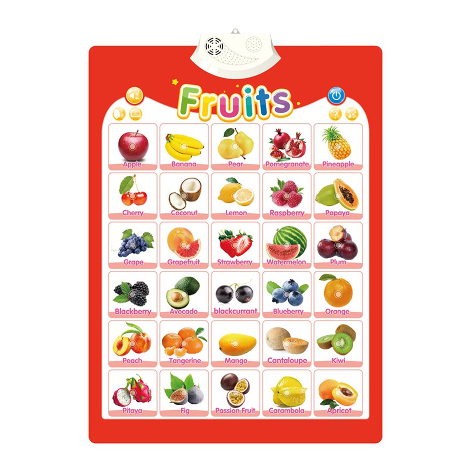 26 Letters Alphabet numbers Vegetables Fruits Animals Vehicle poster English Word Learning school classroom posters decoration: Fruits