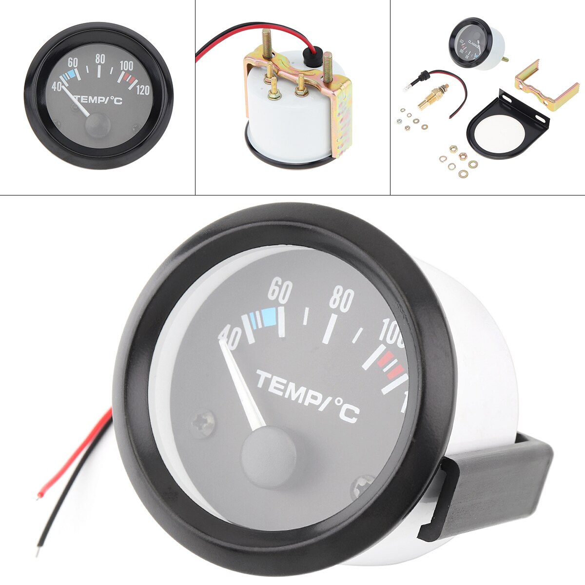 2inch 12V Universal Car Water Temp Gauges Auto Car Pointing Water Temperature Temp Gauge 40 - 120 White LED Fit for Cars