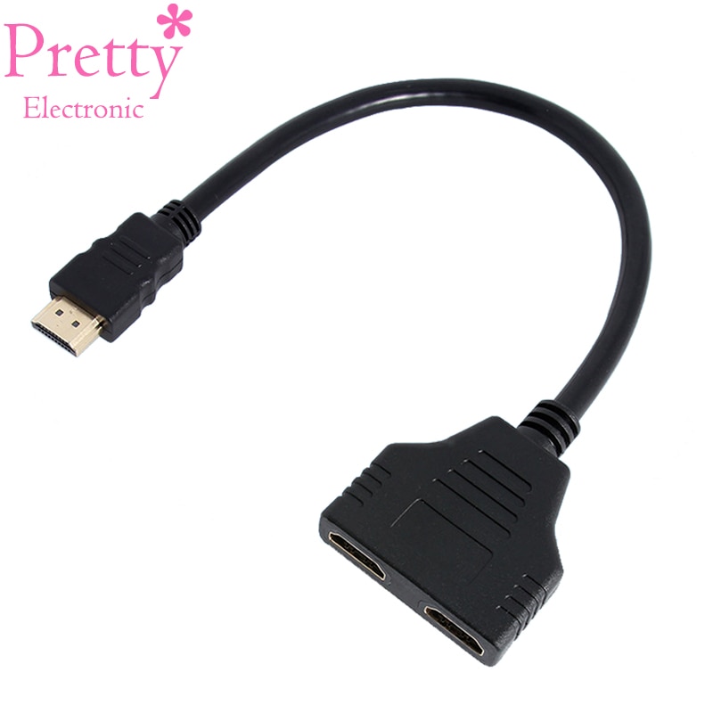 Hdmi han til hdmi hun kabel hdmi splitter 1 in 2 ud adapter konverter video kabler understøtter 1080p til pc display projektor tv