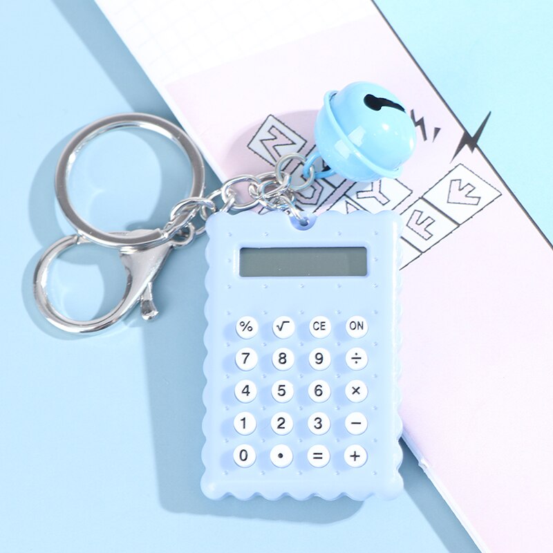 Mini calculatrice Portable Kawaii, format de poche, affichage à 8 chiffres, dessin animé, Mini bouton Ultra-fin, fournitures scolaires mignonnes: BL