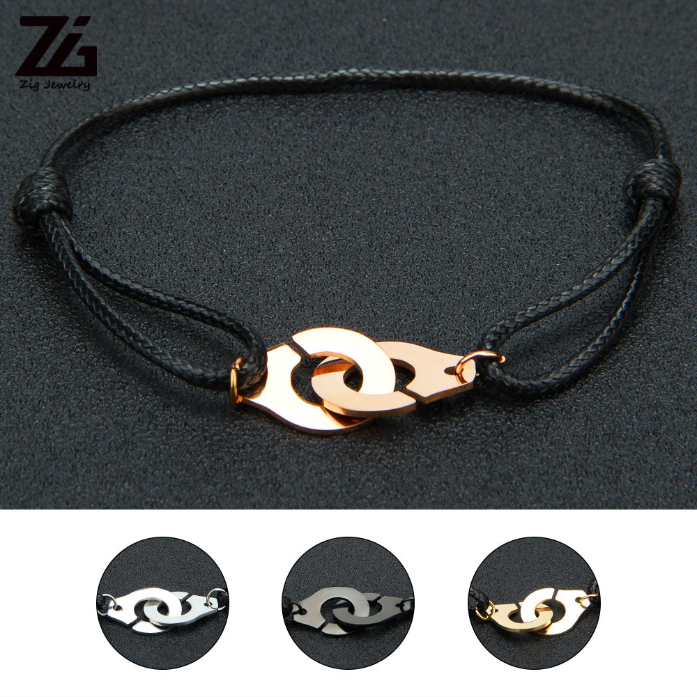 ZG Handcuff Rope Bracelet For Women Mens Bracelets Stainless Steel couple bracelet Jewelry