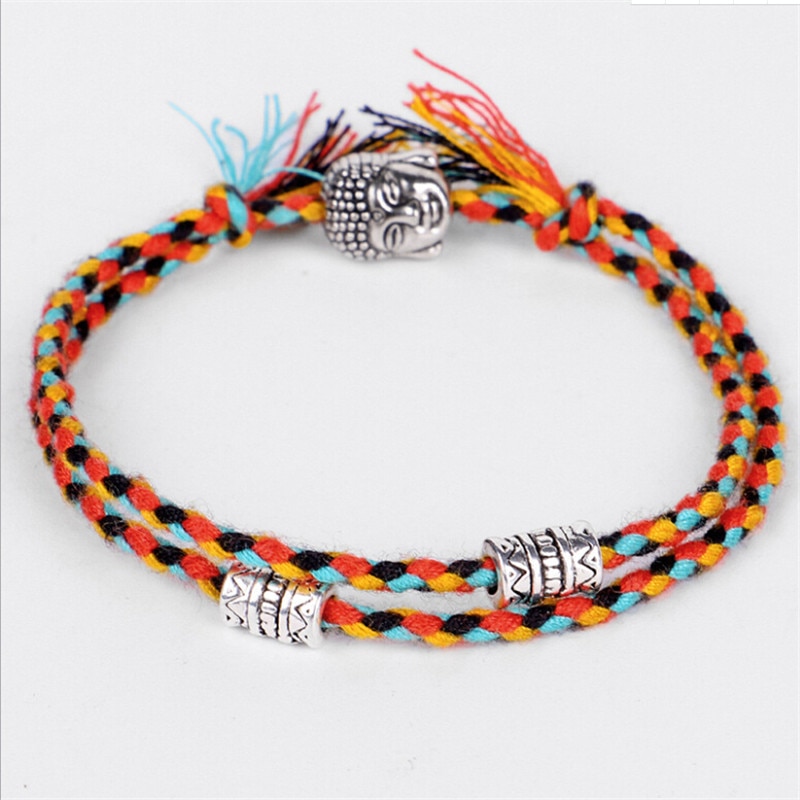 Etnische Tibetaanse Boeddhistische Lucky Geweven Amulet Tibet Koord Armbanden & Armbanden Voor Vrouwen Mannen Handgemaakte Touw Boeddha Armband Multicolor: B