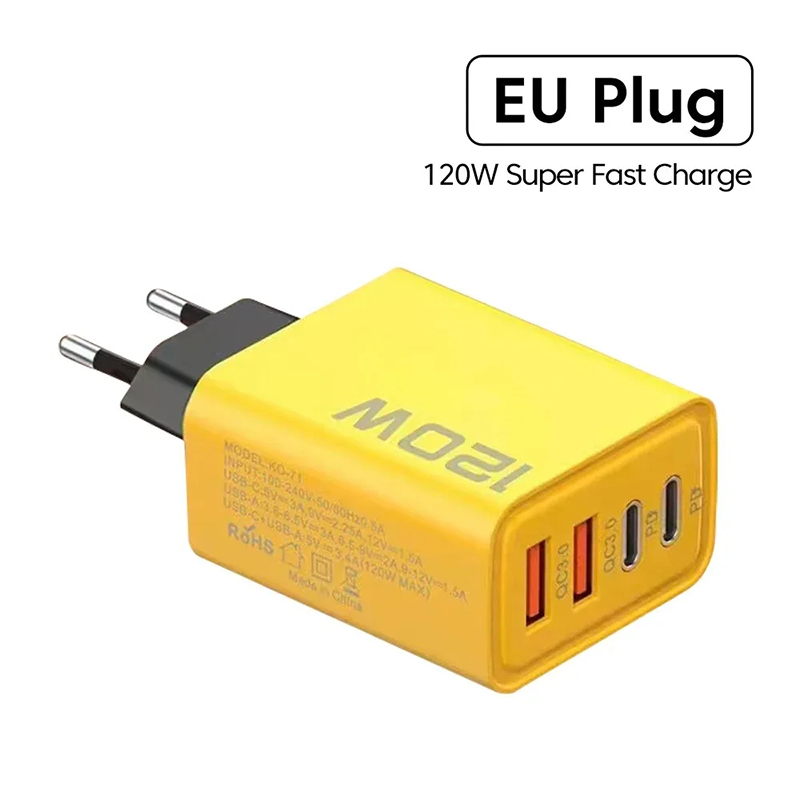 4-poorts USB C PD-oplader Snel opladen 3.0 Type C USB-telefoonoplader Muurreizen Snellaadadapter voor mobiele telefoon US EU-stekker: CH