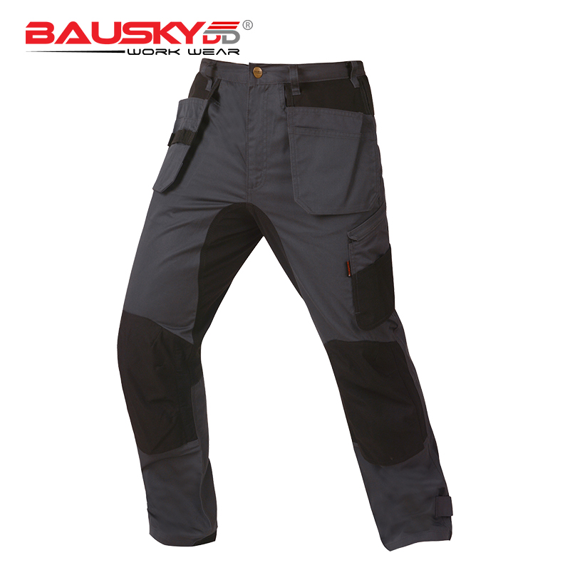 Carpenter Work pants With Knee Pads Working clothes Trousers Tool pockets Black Men's Workpants Workwear