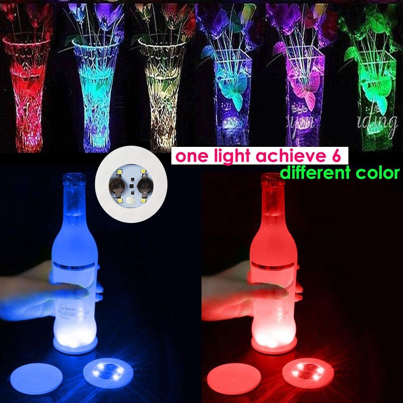 Luces LED para posavasos, pegatinas iluminadas para botellas de vino, pegatinas iluminadas para botellas de vino, Bar, de boda, 1-200 Uds.