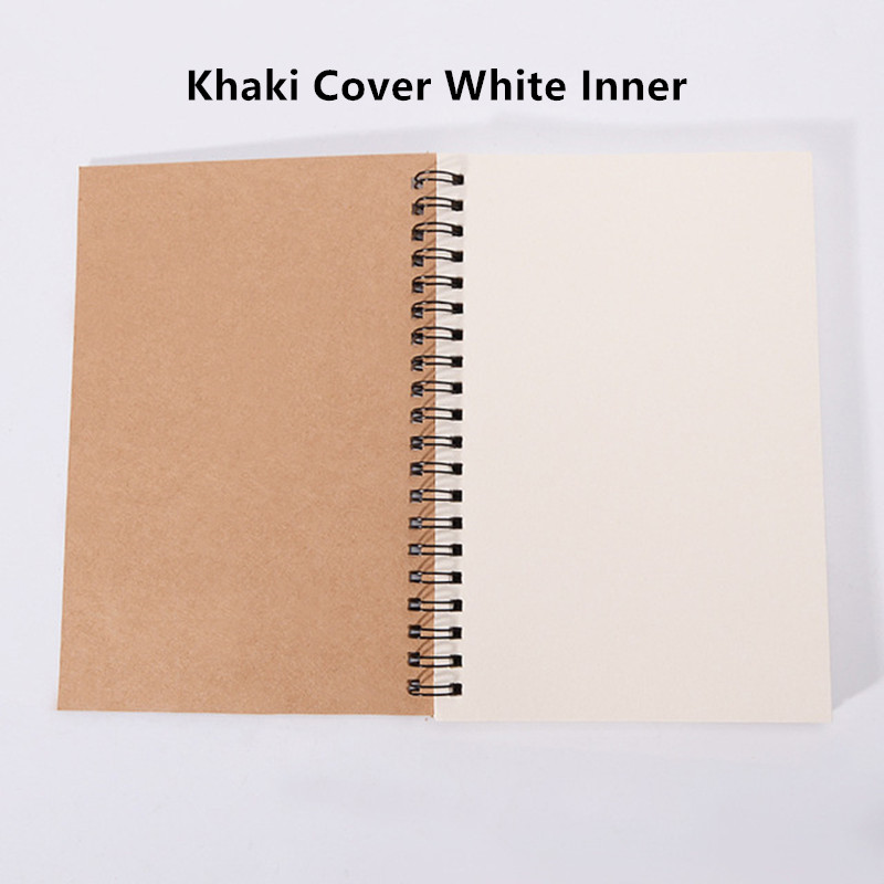 12*18cm Sketchbook Notebook 50Sheets Diary Drawing Painting Notebook Small Soft Cover Blank Paper Memo Pad Notepad School Supply: Khaki-White Inner