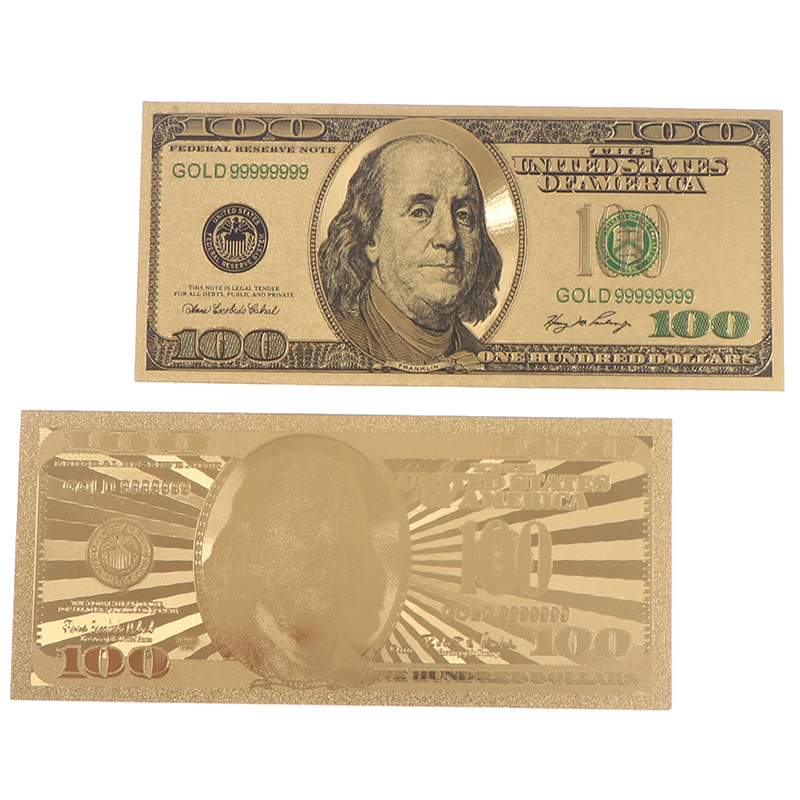 1Pc Gold Bill Banknote Colorful Commemorative Coin Foil $100