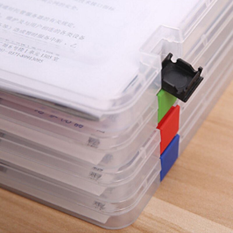 1PC Portable Waterproof File Box Student Folder Plastic Induction box A4 Sorting And sorting Transparent file Storage Box Office