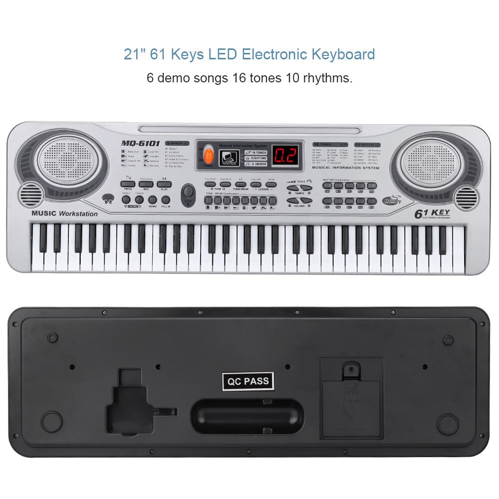 61-Key Keyboard Piano Piano Led Instrument Toetsenbord 21-Inch Muziek Onderwijs Dubbele Rij Elektronische Piano Kinderen beginnen