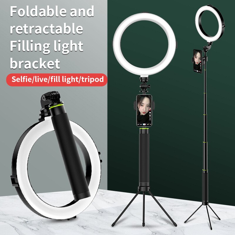 Telefon Selfie Stick LED Selfie Ring Licht Mit Stativ Video Stabilisator Schießen Halterung für Telefon Faltbare USB Fotografische Lampe