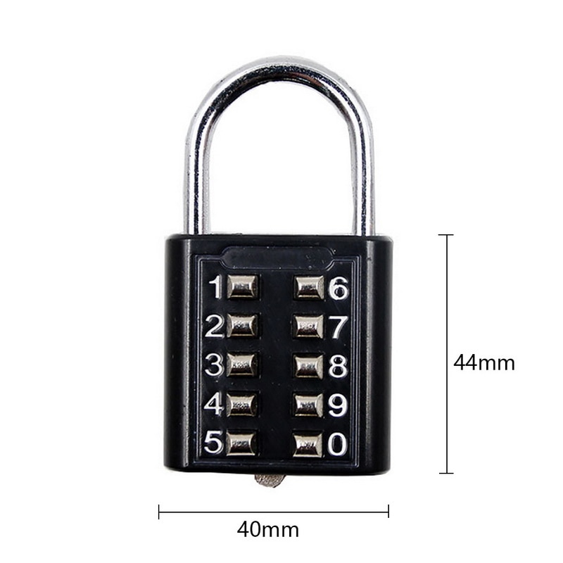 10 Digit Push Button Combination Padlock 5 Digit Locking Mechanism Zinc Alloy Anti-theft Digit Push Password Lock 4 Colors