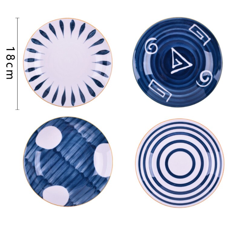 Plato hondo de cerámica pintado a mano japonés, plato de fruta familiar, plato occidental para carne, precio al por mayor, 4 Uds.: 10 / 4PCS