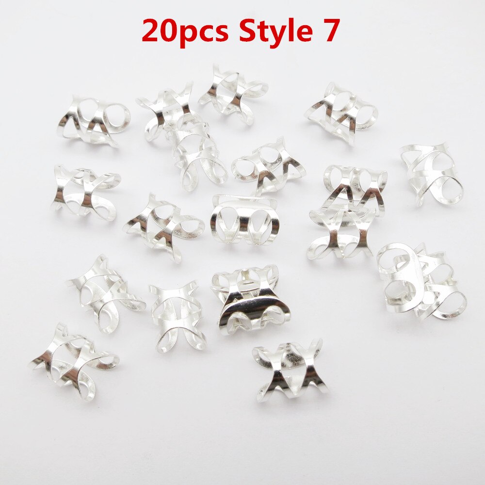 10 stk /20 stk justerbar viking hår Grue seg fletter dreadlock skjegg perler mansjetter klips til hår kvinner menn tilbehør: 20 stk stil 7