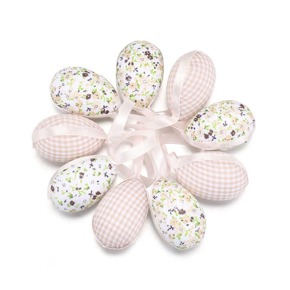 9PCS/Set Easter Cloth Egg Decoration Hanging Ornaments Easter Egg Toy Home Decor Party Ornaments: coffee