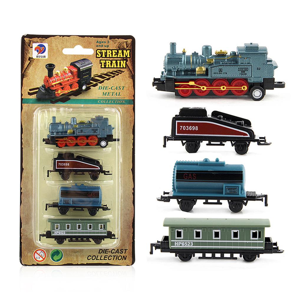 Geen 4pcs Kinderen Legering Simulatie Stoomtrein Creatieve Mini Auto Modellen Speelgoed voor Kinderen: blue