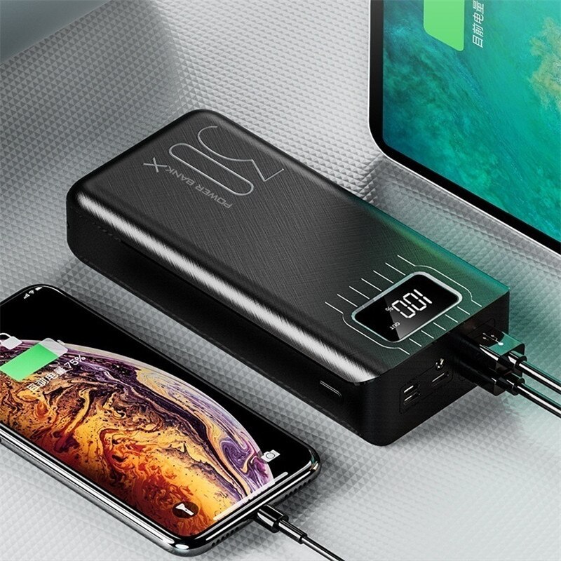 Power Bank 50000mAh Large-Capacity Powerbank Outdoor Travel Charger Phone External Battery LCD Digital Display LED Lighting