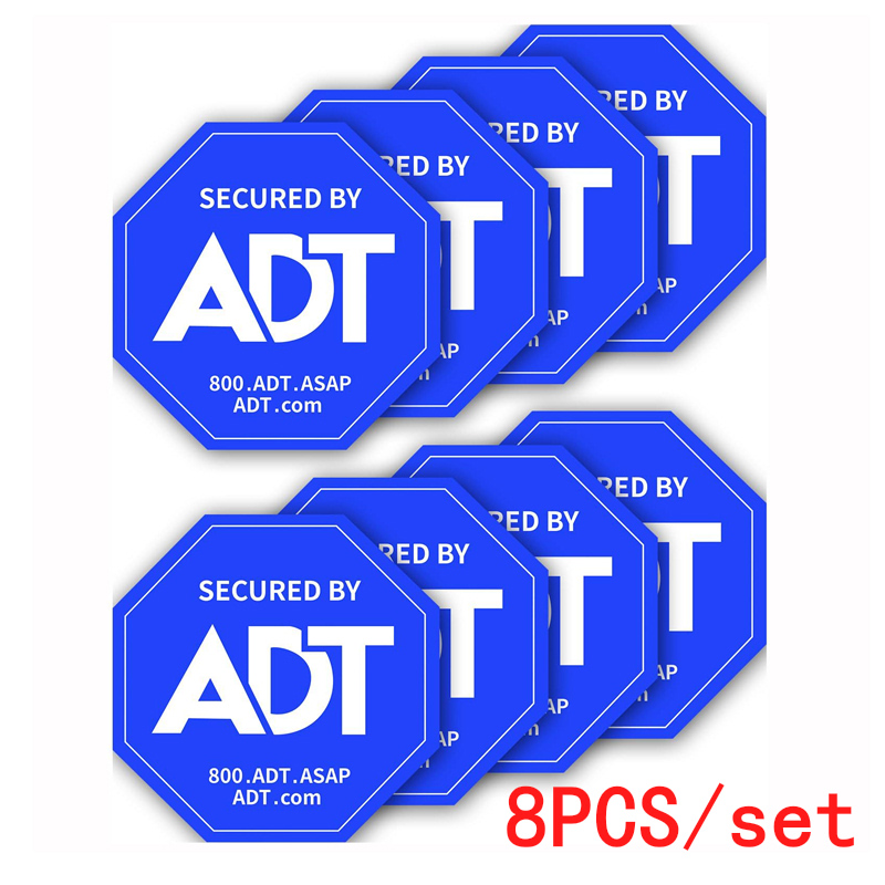 8pcs/set Warning Sign Sticker ADT Safety Sign High-definition Printing Waterproof Material Window Sticker 3 "x3": Default Title