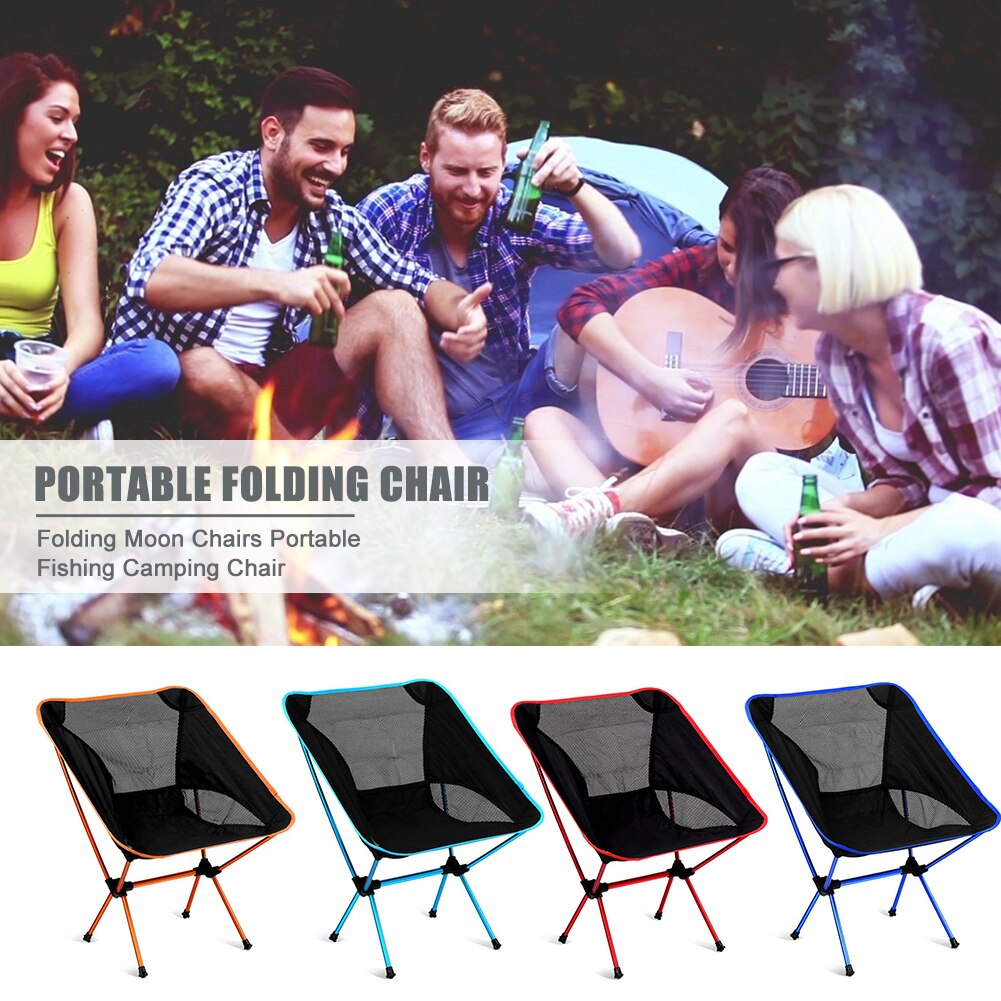 Camping folde måne stole udendørs fiskeri strande ryglæn sæde camping grill stole have ultralette kontor møbler til hjemmet