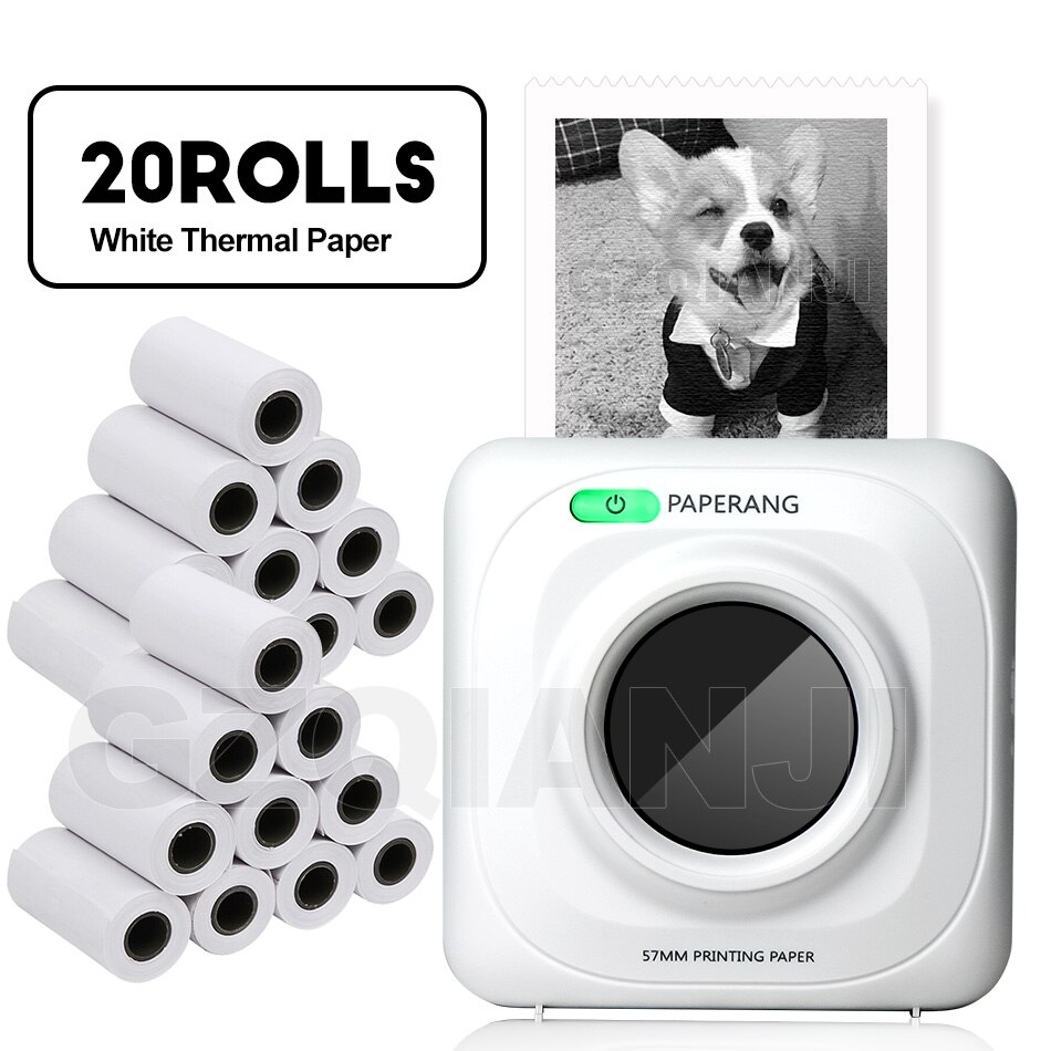 Pocket Printer Mini Mobile Photo Printer Bluetooth Portable Handheld thermal Printer for Android iOS Phones A6 Pocket Printers: Add 20 Rolls Paper