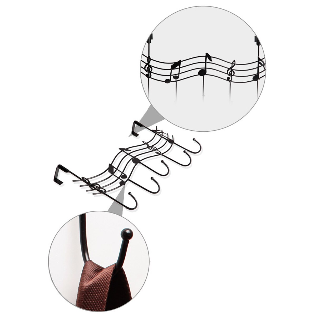 Notas musicales creativas, ganchos de pared, colgador organizador de cocina para baño, colgador de hierro con 5 ganchos