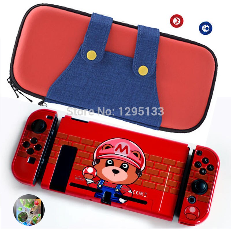 Bolsa de almacenamiento para Nintendo Switch Console protector de pantalla de vidrio templado para Nintendoswitch Joystick Grip Caps para Nitendo Joy-Con: J