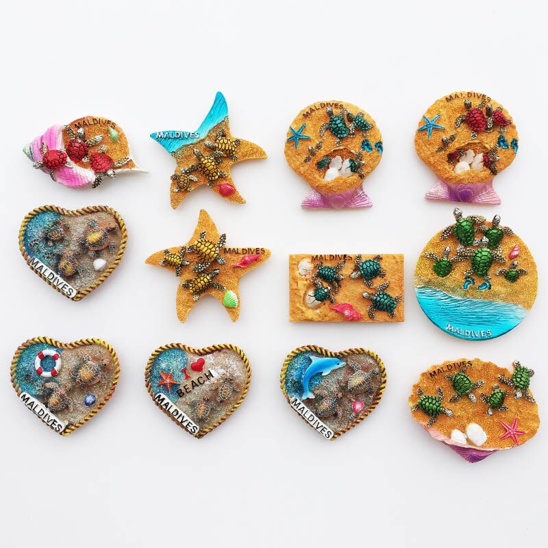Imanes de nevera de recuerdo turístico de Maldivas asiáticas, artículos de decoración, artesanías, de colección de refrigerador magnético