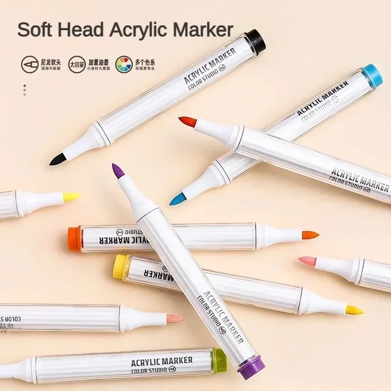 Canetas marcadoras de tinta acrílica, 81/72/63/9 cores, desenho diy para pintura em rocha, tecido de vidro cerâmico, cartão diy, materiais de arte, papelaria