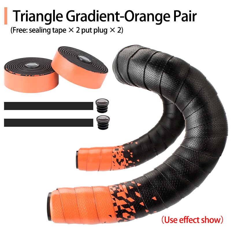 Stuurlint Racefiets Grip Eva Pu Bar Tape Professionele Fietsen Demping Anti-Vibratie Wrap Met 2 Bar Plug fiets Accessoires: Orange Fade