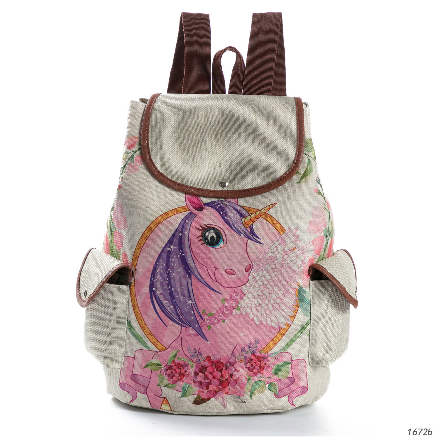 Schooltassen voor Meisjes Rugzak Mode Eenhoorn Gedrukt Trekkoord Reistassen Casual Canvas School Rugzak voor Tiener: Unicorn D