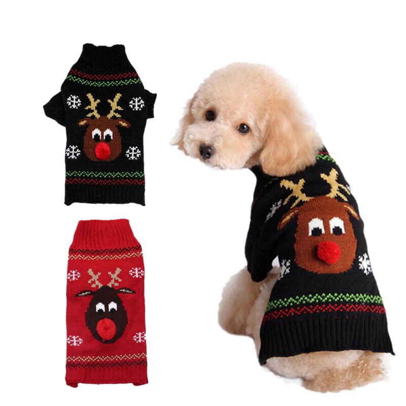 Hondenkleding winter rode neus herten kersttrui chihuahua puppy kat voor kleine honden warme kerst elandtrui