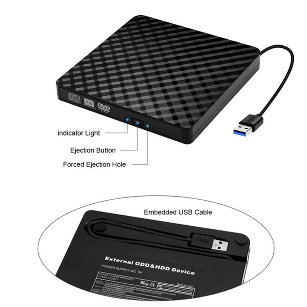 Externe Dvd Drive Optische Drive Usb 3.0 Cd Rom Speler CD-ROM DVD-RW Branders Schrijver Reader Recorder Portatil Voor Pc Dvd привод