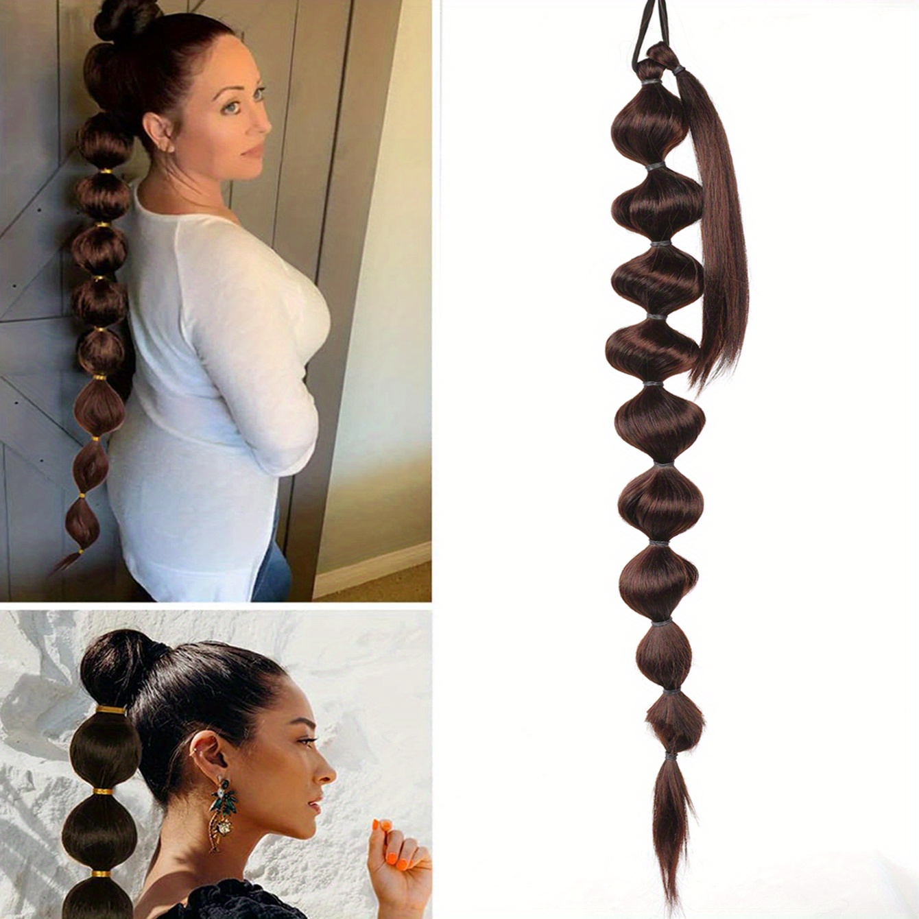 Extensões de cabelo sintético africano fofo rabo de cavalo-trança longa estendida com rabo de cavalo bolha para aparência volumosa acessórios de cabelo: 4/27HL