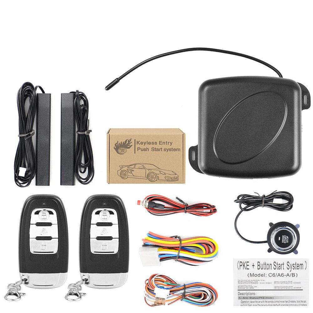 Universlly C6 Model Auto Alarm Afstandsbediening Auto Keyless Entry Motor Start Alarmsysteem Drukknop Remote Starter Stop Auto