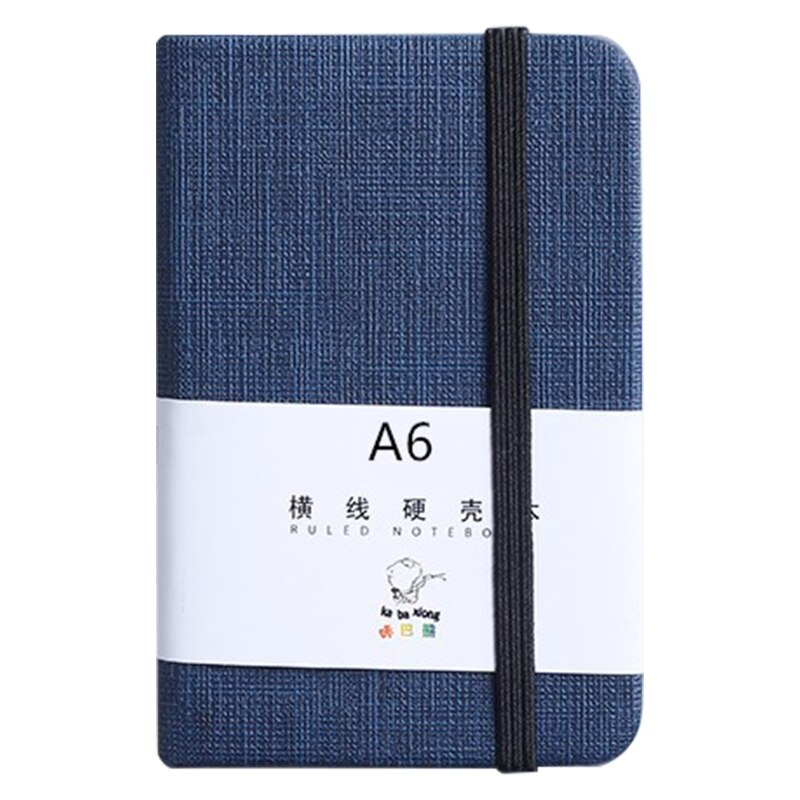 634A Hardcover Notebook A7/A6 Leather Notepad Pocket Journal Planner with Elastic Strap Wide Lined Paper for Adult Journaling: dark blue