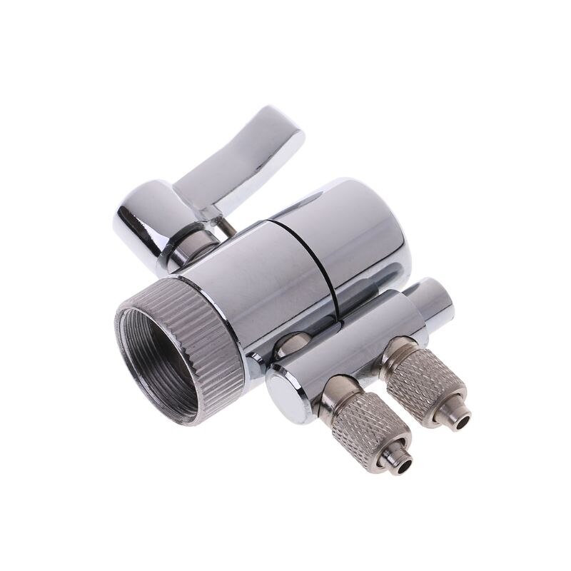 Water Filter Faucet Dual Diverter Valve M22 To 1/4" Plated Brass Water Faucet Dual Diverter Valve