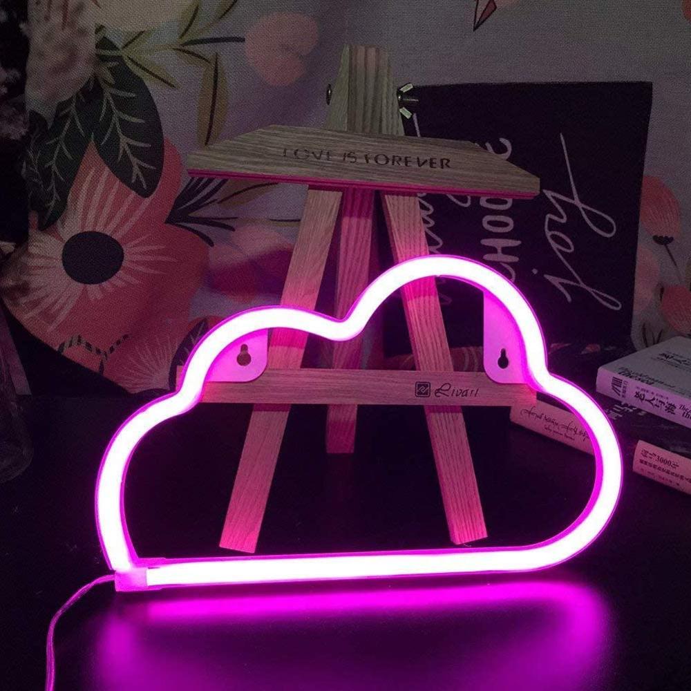 Batteri/usb betjent sky neonlysskilte natlys kunst dekorative lamper væglampe til børn baby værelse belysning jul: Lyserød