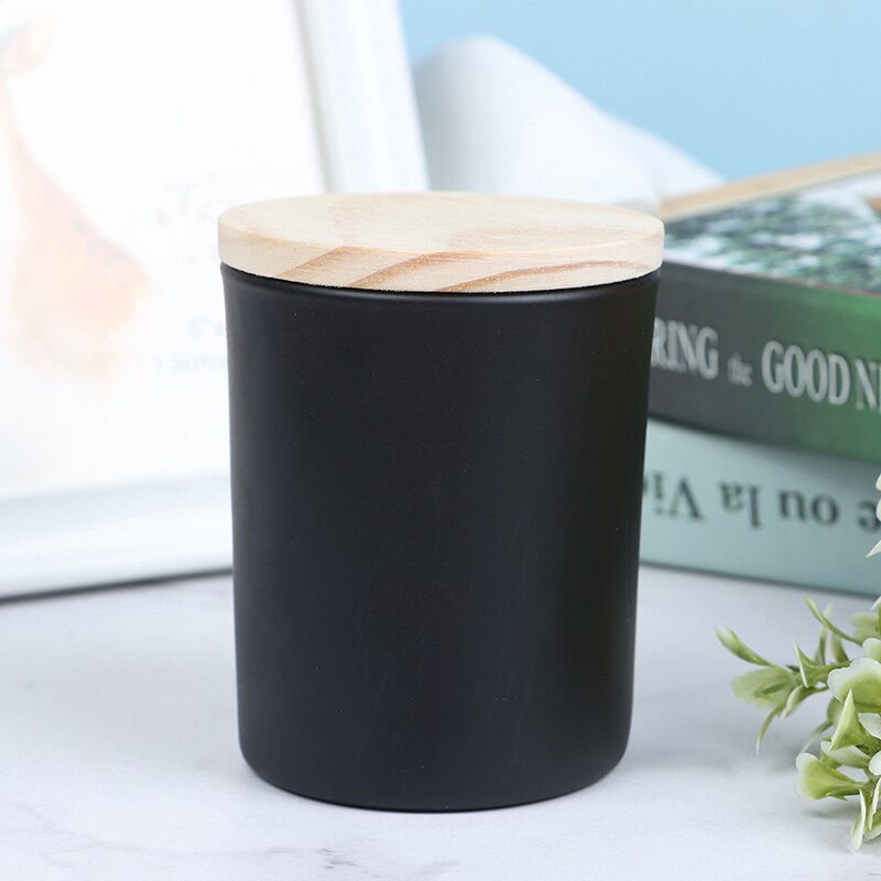 Bougie en verre avec couvercle en bois: Black