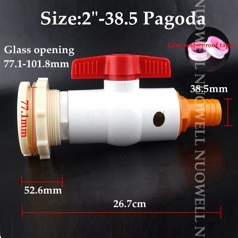 1Set White Hose Drainage Accessories Aquarium Fish Tank Drain Joint Aquarium Pagoda Connector Combination Valve: 2in-38.5P