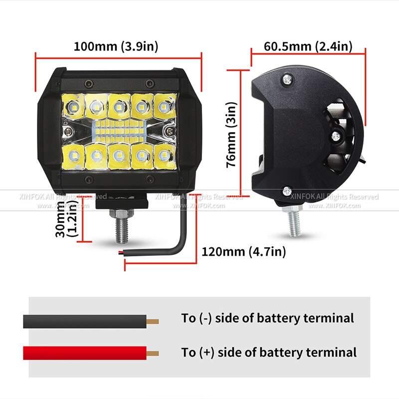 Xinfok Auto Led Spot Flood Work Light 3030 Smd Dc 12-24 Volt 60 Watt 6500K Verlichting Combo beam Voor Truck 4X4 4WD