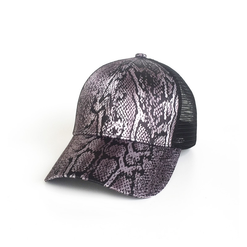 European and American animal leopard pattern rear opening ponytail hat baseball cap ladies sunshade sun hat: Serpentine