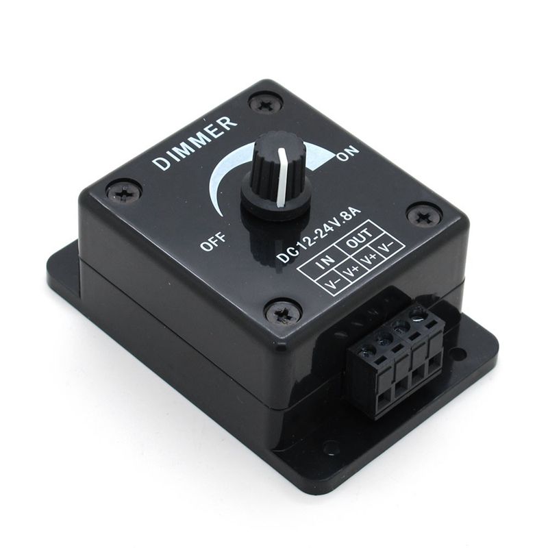 Black LED Dimmer Switch DC 12V 24V 8A Adjustable Brightness Lamp Bulb Strip Driver Single Color Light Power Supply Controller