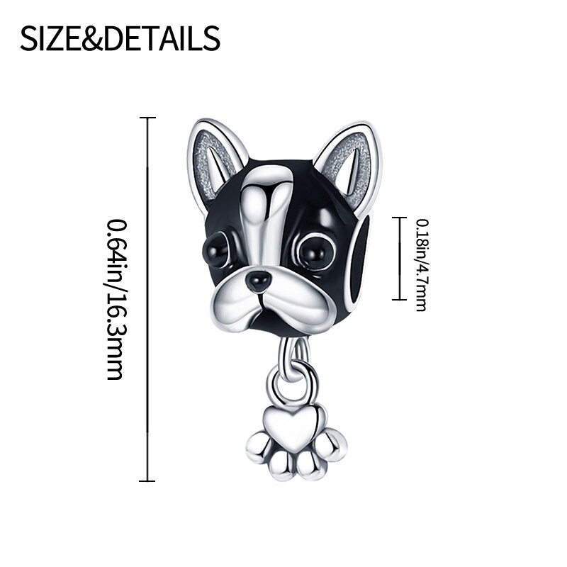 Qikaola Clear Zircon Dog Bones Charms Beads Fit Original Bracelet 100% Sterling Silver Pendant Jewelry CMS139