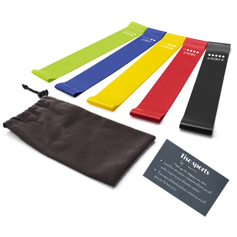 Faixas de resistência de yoga definir 5 níveis elástico loop exercício banda para casa ginásio fitness treinamento de força fisioterapia treino: Default Title